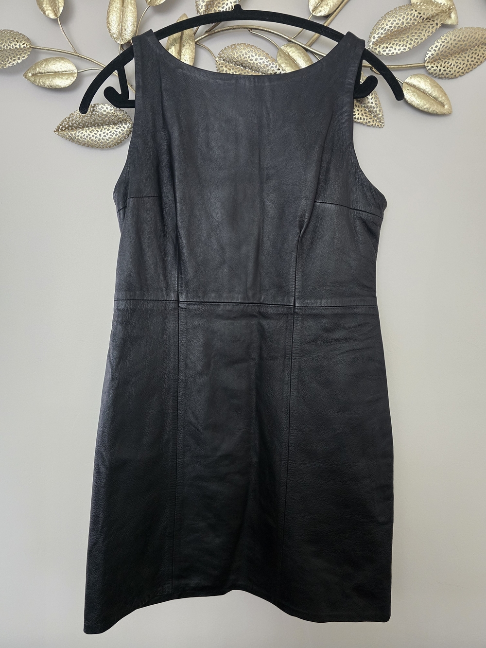 Vintage Leather Classic Mini Dress - Sleek Sleeveless Shift Sz S-M